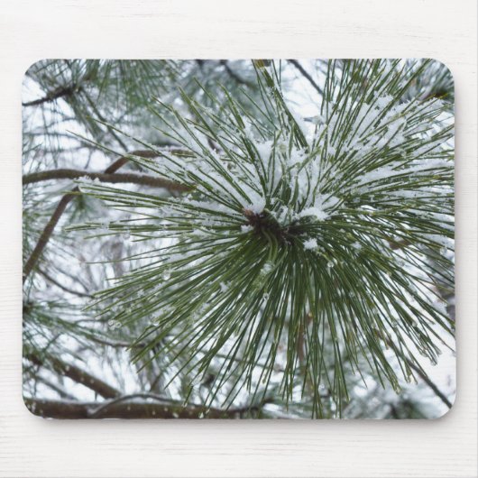 Snowy Pine Needles Winter Natuur Muismat (Voorkant)