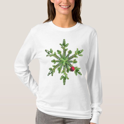 Snowy Pine Snowflake Kerstmis T-shirt (Voorkant)