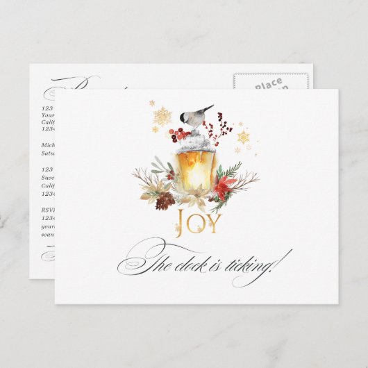 Snowy Pine & Spruce Christmas Event Reminder RSVP Briefkaart (Voorkant / Achterkant)