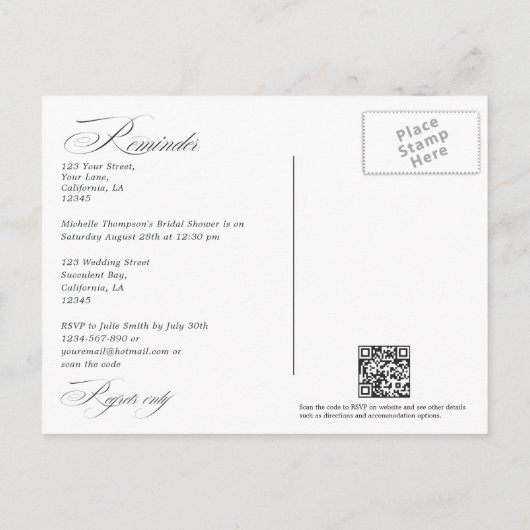 Snowy Pine & Spruce Christmas Event Reminder RSVP Briefkaart (Achterkant)