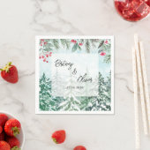 Snowy Pine Tree Forest Watercolor Themed Servet (Insitu)