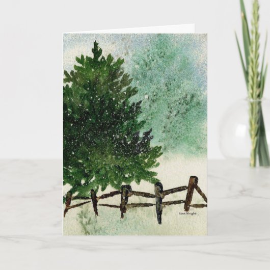 Snowy Pine Tree-kerstkaart Feestdagen Kaart (Voorkant)