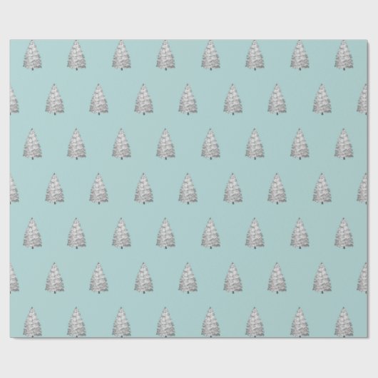 Snowy Pine Tree Pattern Cadeaupapier (Vlak)