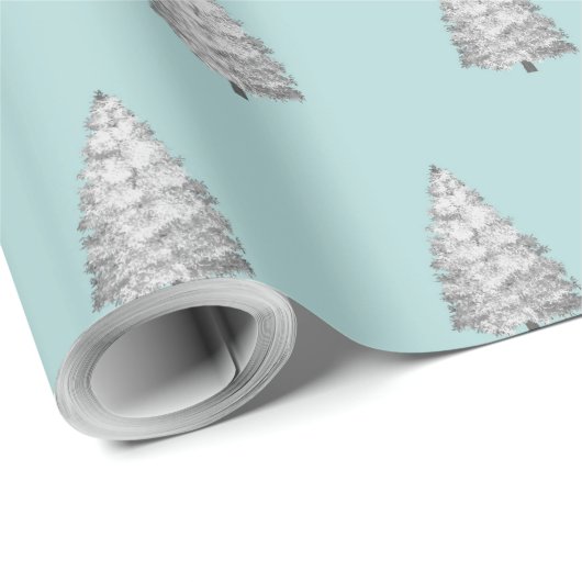 Snowy Pine Tree Pattern Cadeaupapier (Rol Hoek)