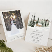 Snowy Pine Tree Rustic Winter Wedding Kaart