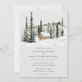 Snowy Pine Tree Rustic Winter Wedding Kaart (Voorkant)