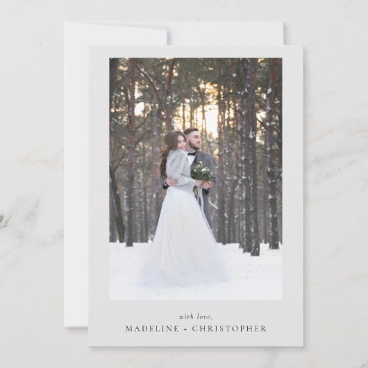 Snowy Pine Tree Rustic Winter Wedding Kaart (Achterkant)