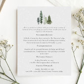 Snowy Pine Tree Winter Wedding Details Informatiekaartje