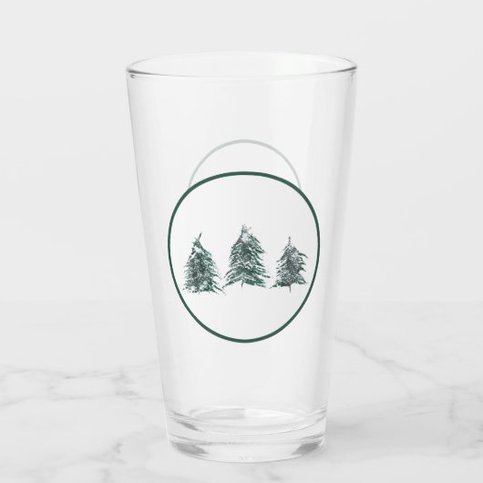 Snowy Pine Trees Pint Glass Glas (Achterkant)