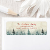 Snowy Pine Trees Retour Adreslabels Etiket (Insitu)