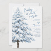Snowy Pine Winter Snowflakes Landscape Baby Shower Kaart (Voorkant)