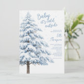 Snowy Pine Winter Snowflakes Landscape Baby Shower Kaart (Staand voorkant)