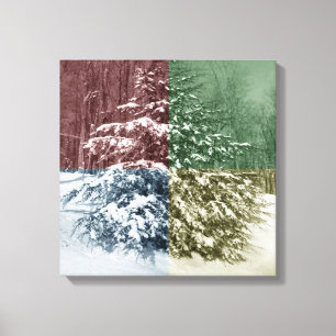 Snowy Pine Wrapped Canvas Afdruk