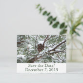 Snowy Pinecone Save the Date Aankondigingskaart (Staand voorkant)