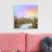 Snowy Pines bij zonsopgang Origineel winterlandsch Canvas Afdruk (Insitu (Woonkamer))