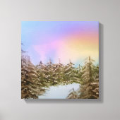 Snowy Pines bij zonsopgang Origineel winterlandsch Canvas Afdruk (Voorkant)