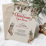 SNOWY PINES Company kerst Open House Kaart<br><div class="desc">SNOWY PINES Corporate Kerstmis Open House Invitation - Met een land van natuurlijke waterverf dennenboughs, dennenkegels, takken en bloemen, en geaccentueerd met natuurlijke kousen die overstromen met seizoensgebonden groen, is deze uitnodiging voor het Open Huis van Kerstmis geschreven in een festieve, met de hand geschreven kalligrafie, en mooie zwarte sans...</div>