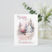 Snowy Pines en Pink Sunset Vintage Kerstmis Feestdagenkaart (Staand voorkant)