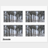 Snowy Pines in Blue Light — Rechthoekige Sticker (Vel)