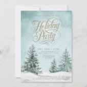 Snowy Pines Kerstboom Typografie Vakantie Kaart (Voorkant)