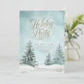 Snowy Pines Kerstboom Typografie Vakantie Kaart (Staand voorkant)