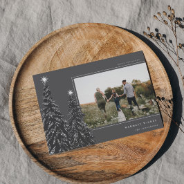 Snowy Pines | Kerstfoto van Elegant Feestdagenkaart