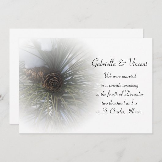 Snowy Pines Marriage/Elopement Announement Aankondiging (Voorkant / Achterkant)