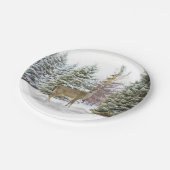 Snowy Pines met Deer Paper-Bord Papieren Bordje (Gekanteld)