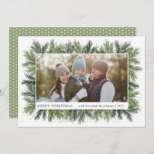 Snowy Pines met kerstfotokaart Feestdagenkaart (Voorkant / Achterkant)