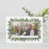 Snowy Pines met kerstfotokaart Feestdagenkaart (Staand voorkant)