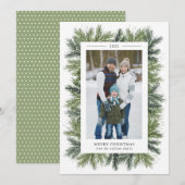 Snowy Pines met kerstfotokaart Feestdagenkaart (Voorkant / Achterkant)