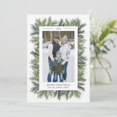 Snowy Pines met kerstfotokaart Feestdagenkaart (Staand voorkant)