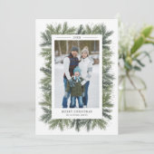 Snowy Pines met kerstfotokaart Feestdagenkaart (Staand voorkant)