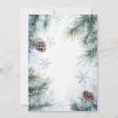 Snowy Pines Pinecones Sneeuwvlokken Kerstmis Kaart (Achterkant)
