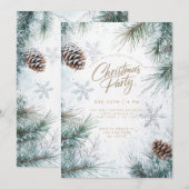 Snowy Pines Pinecones Sneeuwvlokken Kerstmis Kaart (Voorkant / Achterkant)