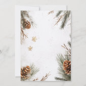 Snowy Pines Pinecones Snowflakes Gold Christmas Kaart (Achterkant)