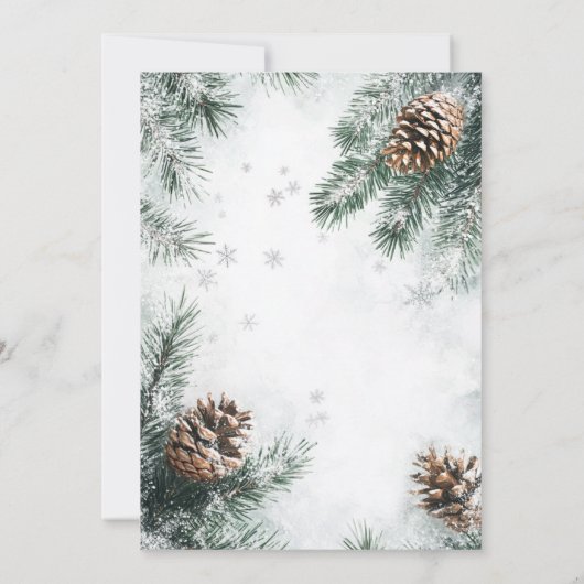 Snowy Pines Pinecones Snowflakes Vakantie Kaart (Achterkant)