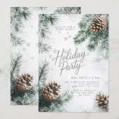 Snowy Pines Pinecones Snowflakes Vakantie Kaart (Voorkant / Achterkant)