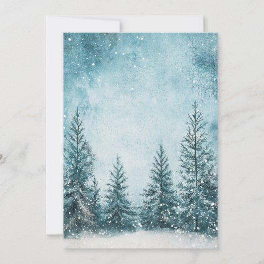 Snowy Pines Snow Christmas Tree Wintervakantie Kaart (Achterkant)