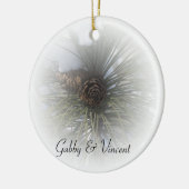 Snowy Pines Winter Wedding Keramisch Ornament (Links)