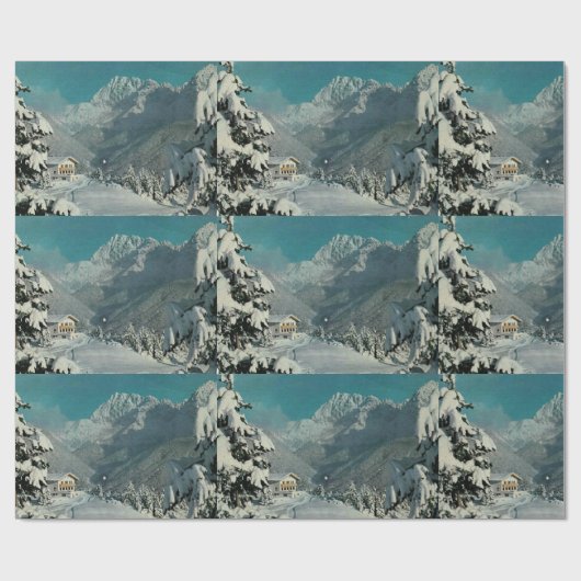 Snowy Pines  Zwitserland Kerstmis Cadeaupapier (Vlak)