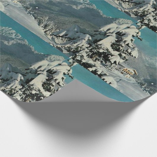 Snowy Pines  Zwitserland Kerstmis Cadeaupapier (Hoek)