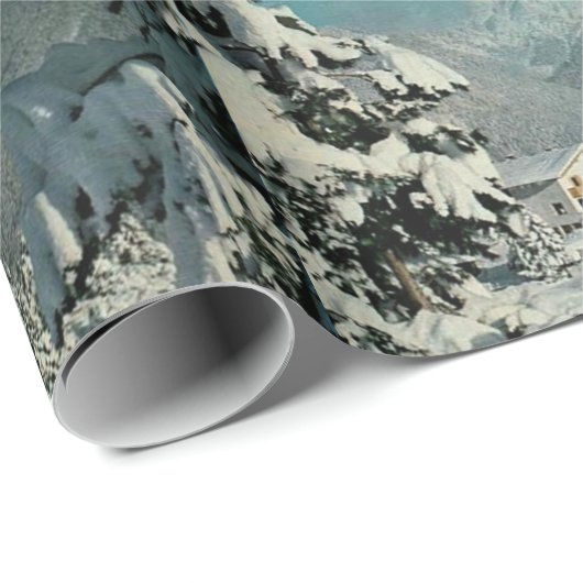 Snowy Pines  Zwitserland Kerstmis Cadeaupapier (Rol Hoek)