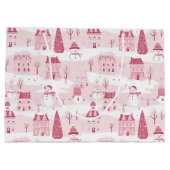 Snowy Pink Christmas Village Groot Cadeauzakje (Achterkant)