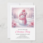 Snowy Pink Coquette Snowman Editable Kids Christma Kaart (Voorkant)