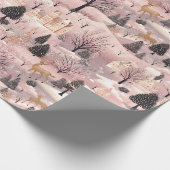 Snowy Pink Deer Forest Cadeaupapier (Hoek)