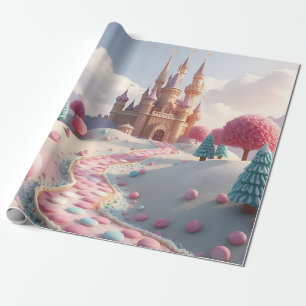Snowy Pink Snoep Land Fairy Castle Cadeaupapier