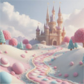 Snowy Pink Snoep Land Fairy Castle Sticker (Voorkant)