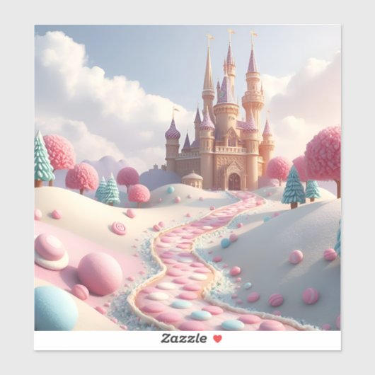 Snowy Pink Snoep Land Fairy Castle Sticker (Vel)