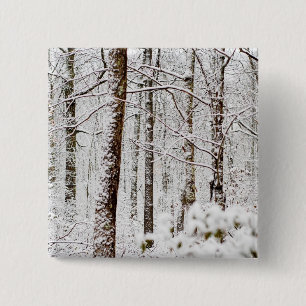 Snowy Pocono Woodlands Vierkante Button 5,1 Cm